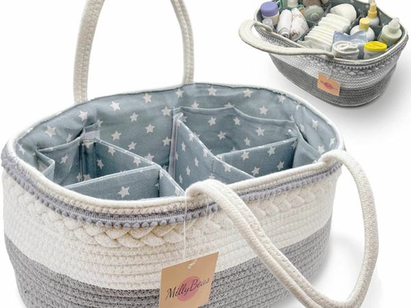Baby Nappy Caddy Organiser, Cotton Rope Basket