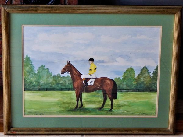 Large signed painting of ‘Arkle and Pat Taffe’
