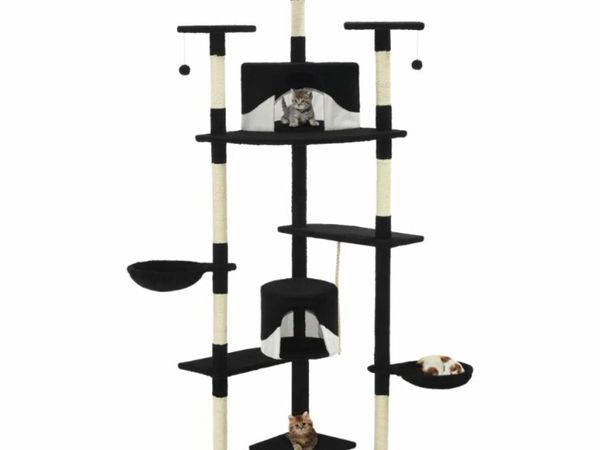 New*LCD Cat Tree with Sisal Scratching Posts 203 cm Black and White