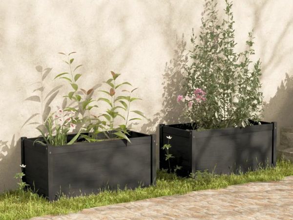 New*LCD Garden Planters 2 pcs Grey 100x50x50 cm Solid Pinewood