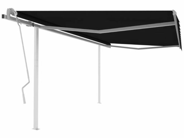 New*LCD Manual Retractable Awning with Posts 4x3.5 m Anthracite