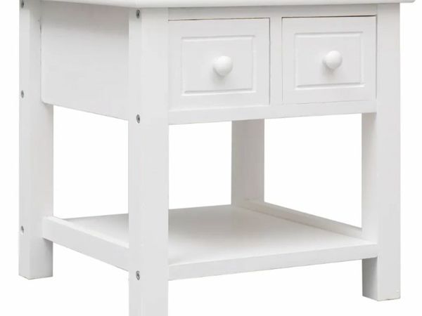 New*LCD Side Table White 40x40x40 cm Paulownia Wood