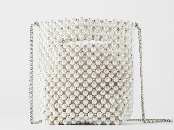 Zara Pearl Bucket bag with chain strap