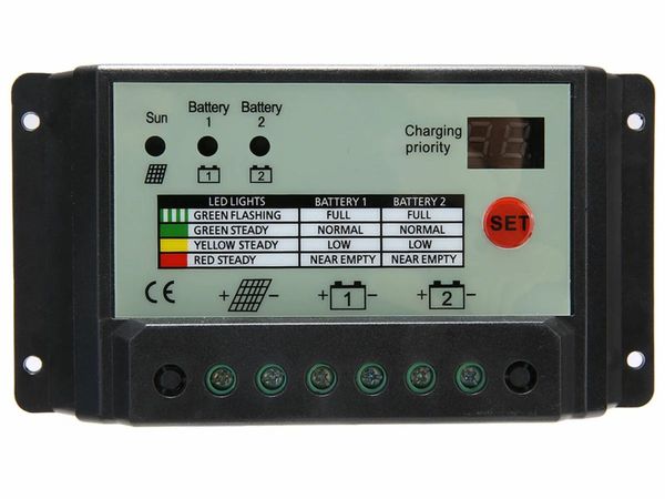 12V/24V 20A  Dual Battery Solar Charge Controller