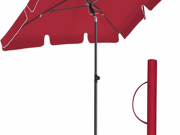 Balcony Parasol, Rectangular Garden Parasol, 200 x 125 cm, UV Protection up to UPF 50+, Foldable, Parasol with PA Coating, for Garden, Patio, Without Stand, Red