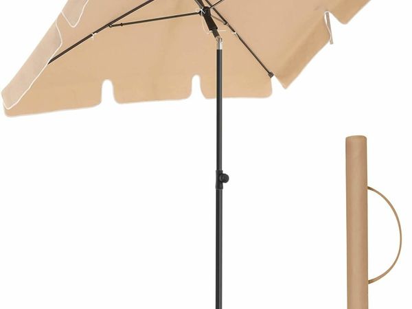Parasol for Balcony, Rectangular Garden Parasol, 180 x 125 cm, UV Protection up to UPF 50+, Foldable, Parasol with PA Coating, for Garden, Terrace, Without Stand, Taupe