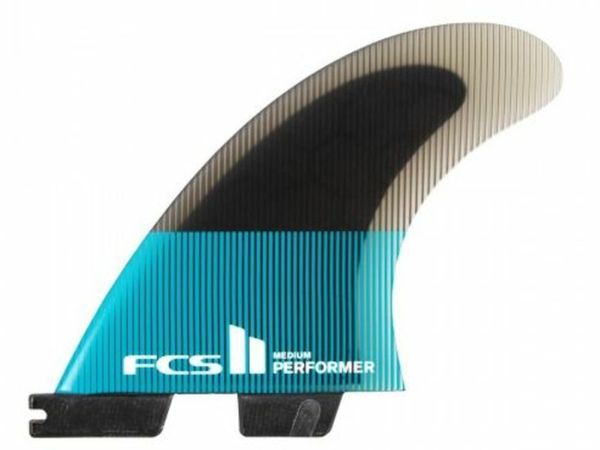 FCS II Large Performer Performance Core Teal Black Thruster Surfboard Fins