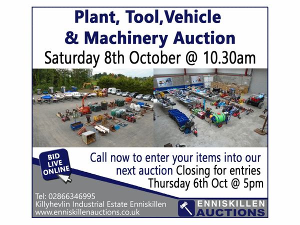 Machinery Auction - Saturday 8th October at 10:30am