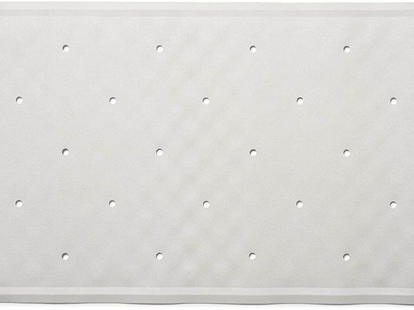 Hygiene-n-Clean Anti-Mircobial Medium Natural Rubber Bath Mat, 34 x 74 cm, White