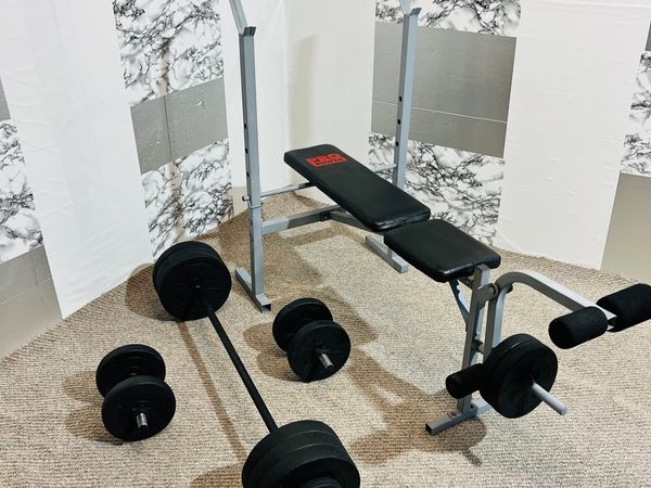 Weight bench with weights barbell dumbbells