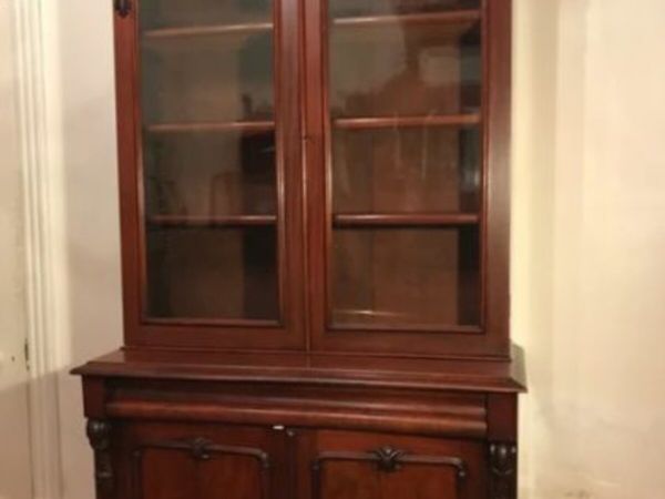 Victorian tall bookcase cabinet