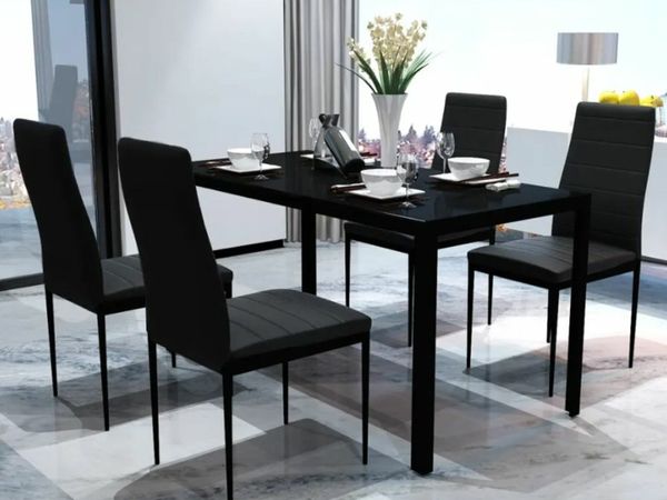New*LCD Contemporary Dining Set with Table and 4 Chairs Black