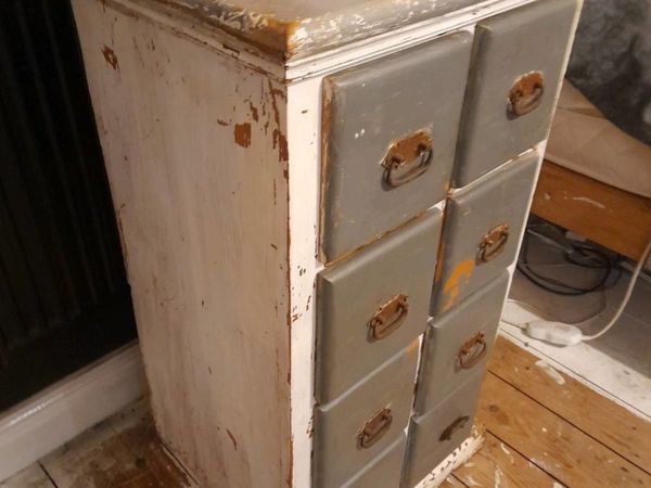 Old wooden disretrest and restored drawer unit
