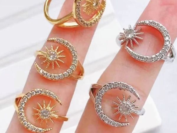Zircon Moon and sun ring one size