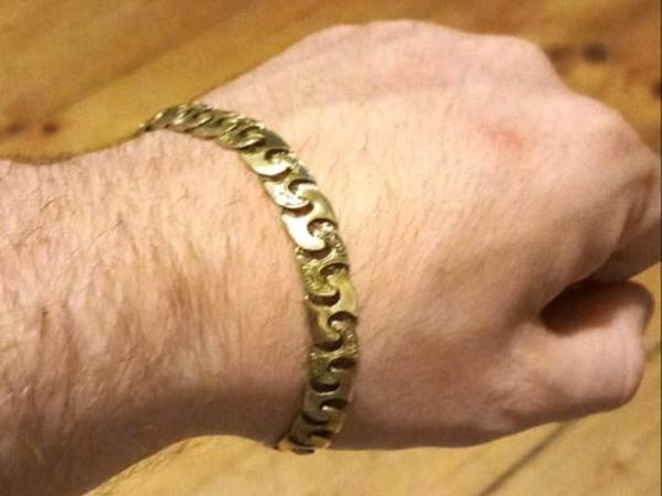 9ct gold curb link mens bracelet