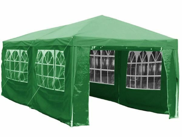 3x6m waterproof gazebo with 6 side walls green