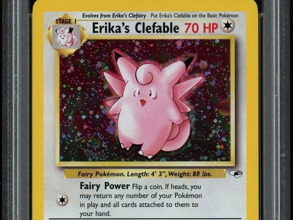 Pokemon Card Erika's Clefable Psa 9 Holo Gym Heroe