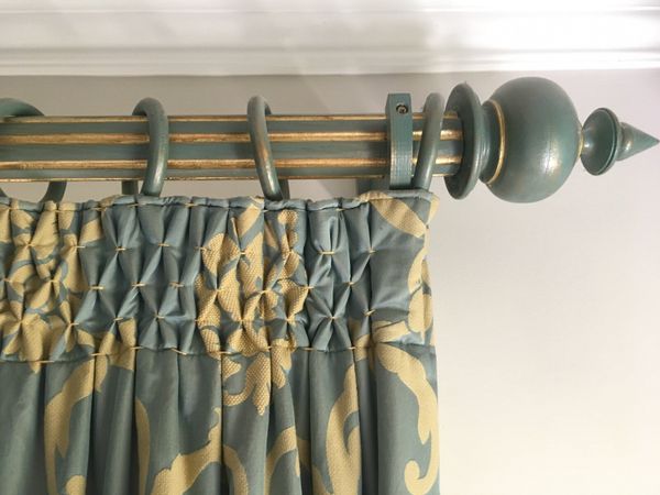 Designer handpainted curtain pole w/ fixtures
