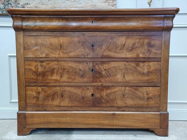 French Louis Philippe solid walnut  chest of drawer