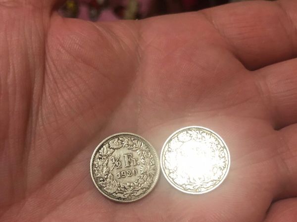 Silver 1/2 Swiss franc 1920 x2