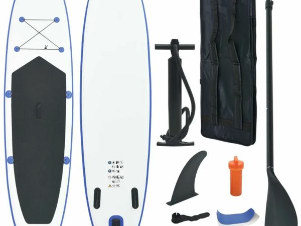 New*LCD Stand Up Paddle Board Set SUP Surfboard Inflatable Blue and White