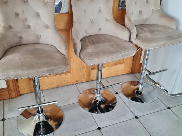 3 x velvet chrome bar chairs