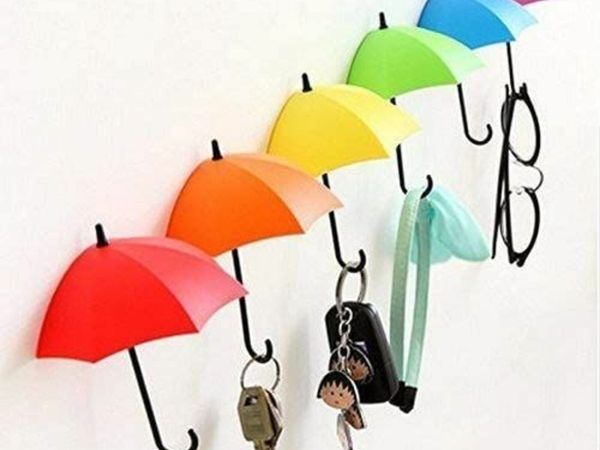 6 Pieces Self Adhesive Wall Door Key Clothes Hook Holder Rack Umbrella Decorative Accessories Home Decor Accents Gift