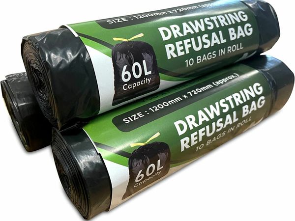 60L Durable and Reliable Bin Bags Made of Recycled