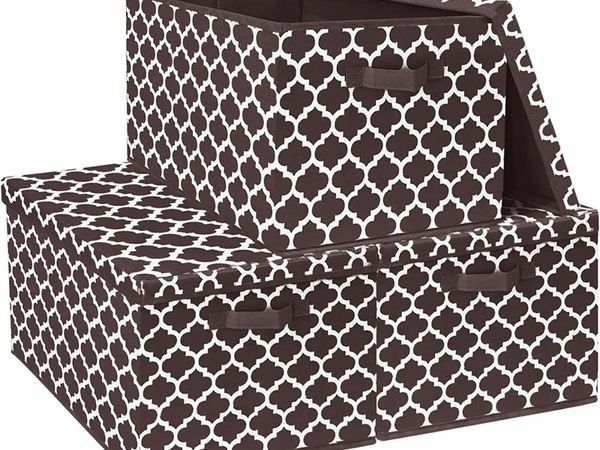 Large Storage Boxes with Lids Fabric, 3pcs Pack