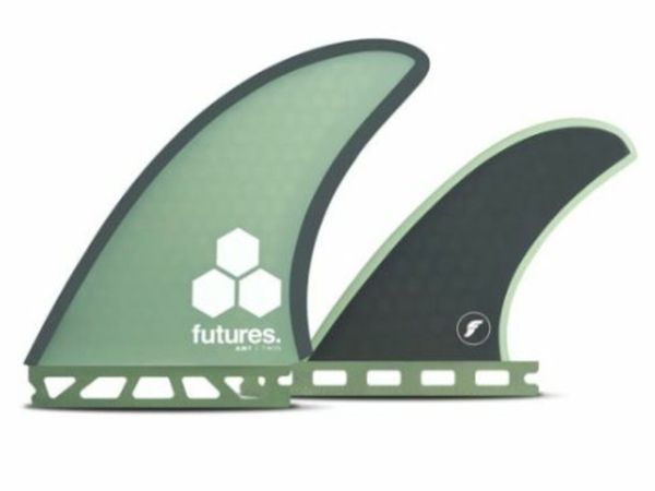Futures FAMT Robber Honeycomb Twin+Trail Surfboard Fin Green / Grey