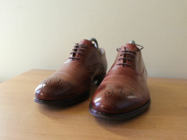 Leather Shoes Oxford Medallion Toe