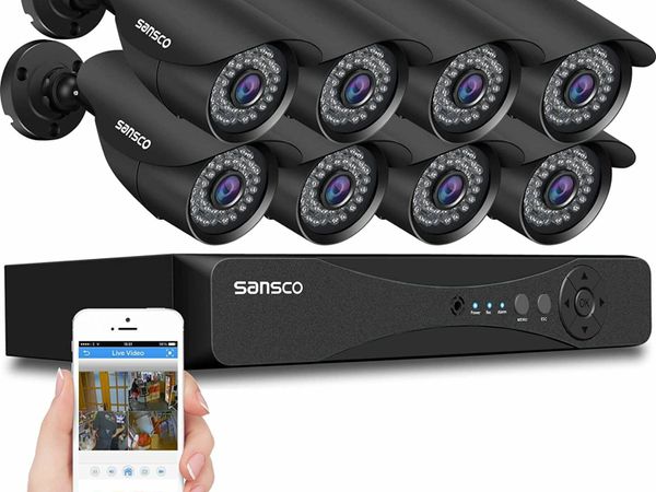 8CH 1080p HD CCTV Camera System, 8 Channel DVR Recorder, 8X 2MP Outdoor Bullet Security Cameras (Improved Night Vision, AI Face/Human Detection, IP66 Vandalproof, Email/APP Alert, No Hard Drive Disk)