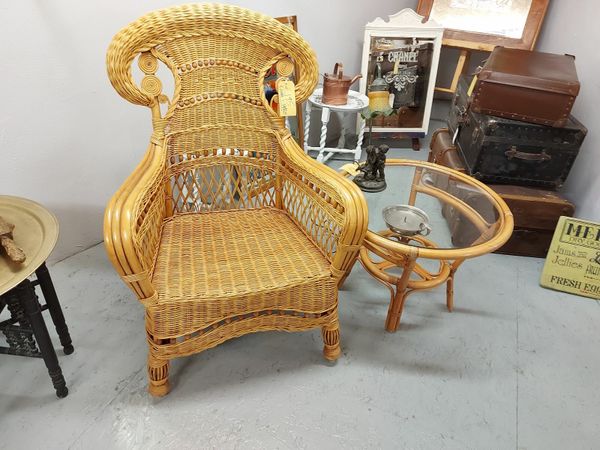 Vintage cane chair, matching table