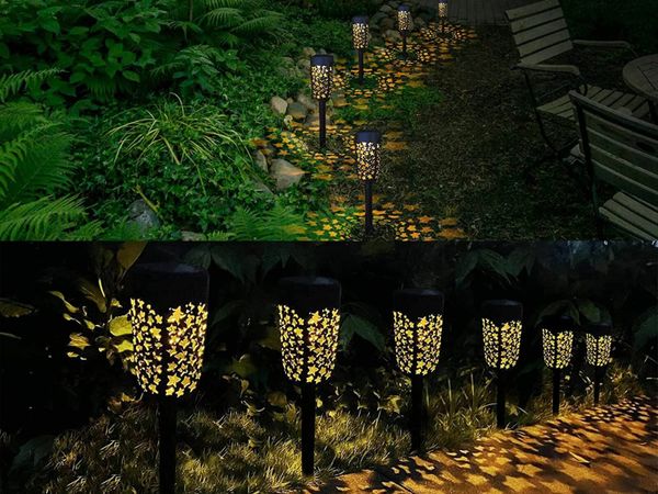 Garden Lights Solar Powered,6 Pack LED Solar Garden Light Outdoor,Solar Lamp Pathway Lighting Waterproof Solar Ornament Lights for Patio Yard Pathway with Ground Spike Plastic -Warm White