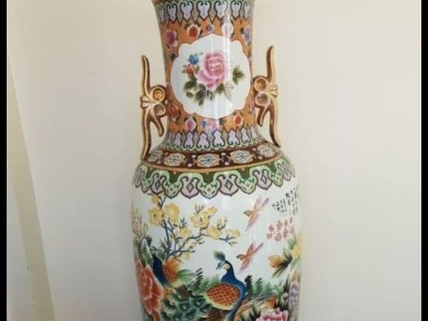 Vintage floor vase chinese handpainted 62 inch