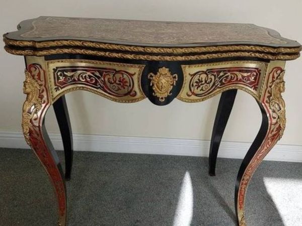 Antique 1860s french boulle card table