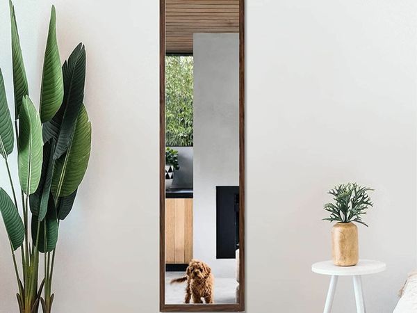 Full Length Mirror 120x30cm Wall & Door Mirror for Living Room or Bedroom, Dark Brown PS Frame
