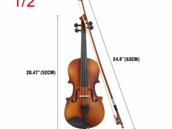 Violin 1/2 The Acoustic Violin Fiddle With Case Mute Stickers For Beginner Students Kids Christmas Gift Musical Toy