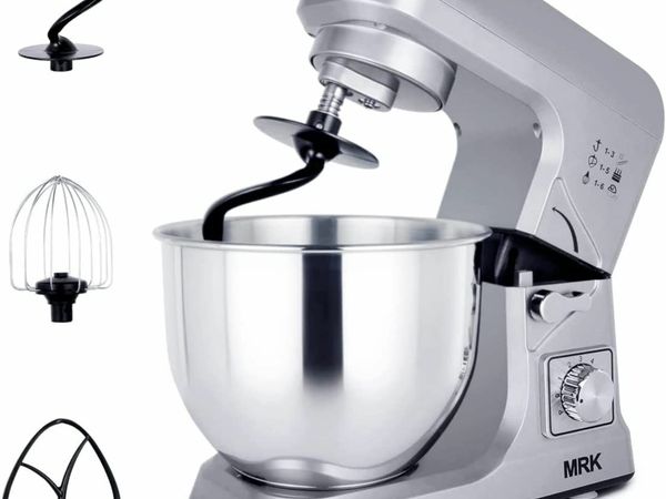 Food Stand Mixer 1000W 5L Mixing Bowl 6 Speeds Control Kitchen Machine with Beater, Dough Hook & Whisk(Grey)