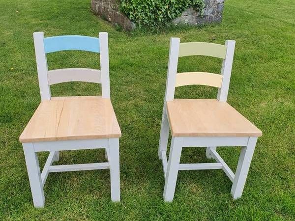 Two upcycled oak chairs