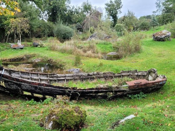 antique vintage boat Connemara curragh garden orna