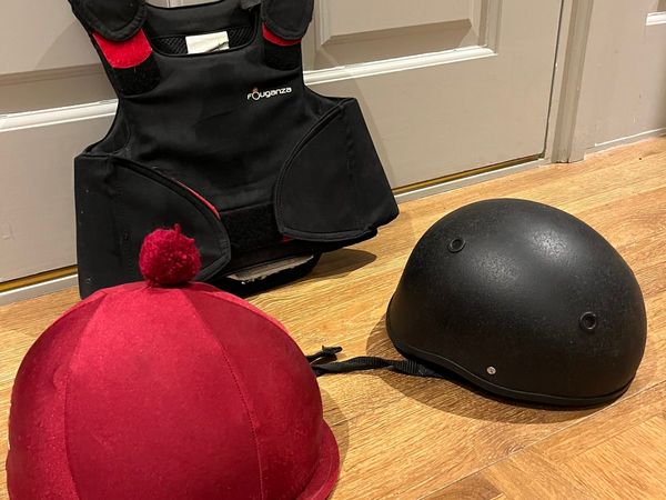 2 x horse riding helmets and back protector
