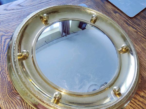 SHIP'S MIRROR , ReaL Brass Heavy Antique Mirror !