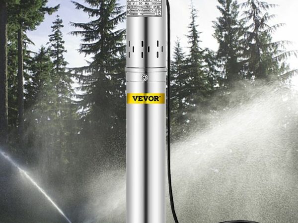 750W Borehole Deep Well Pump 1HP 40L/Min Submersible Water Pump Automatic Flow Switch Control with 15M Cable Irrigation