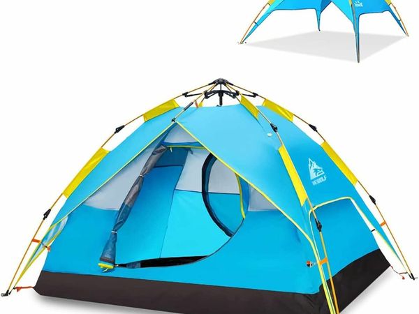 Automatic Camping Pop-up Tent 2-3 Person Updated Version Instant Setup Hydraulic Tents Double Layer Dome Tent Large Family Tent with Carry Bag