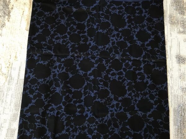 Navy & Black Flower Print Dressmaking / Sewing Fabric