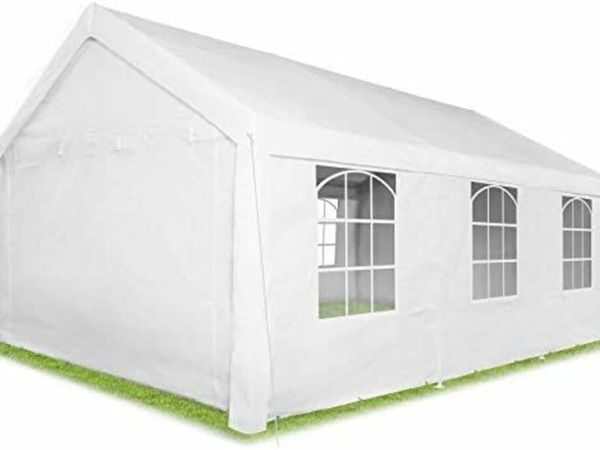 Gazebo 6 x 4 m, 100% Waterproof, with 4 Side Walls, Very Robust Construction, UV-Resistant, Includes Pegs and Guy Ropes