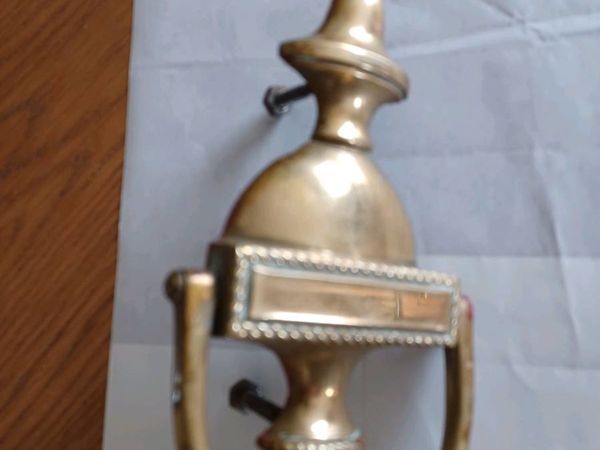 Brass door handle and door knocker.