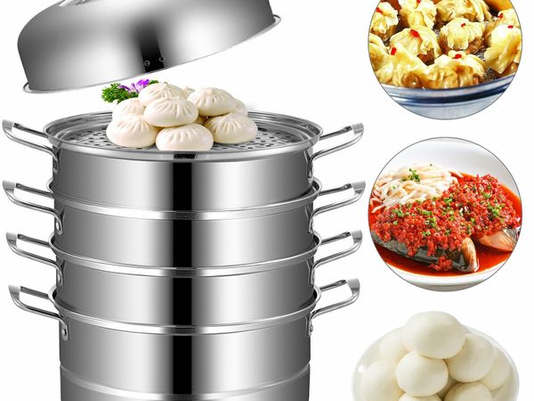 BRAND NEW 5 Layer Food Steamer 28cm Stainless Steel Stock Pot for Home Steaming Dumplings Vegetables Rice Cooking Steamed Dish