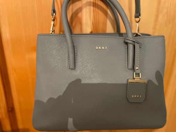 Dkny like new real leather grey handbag